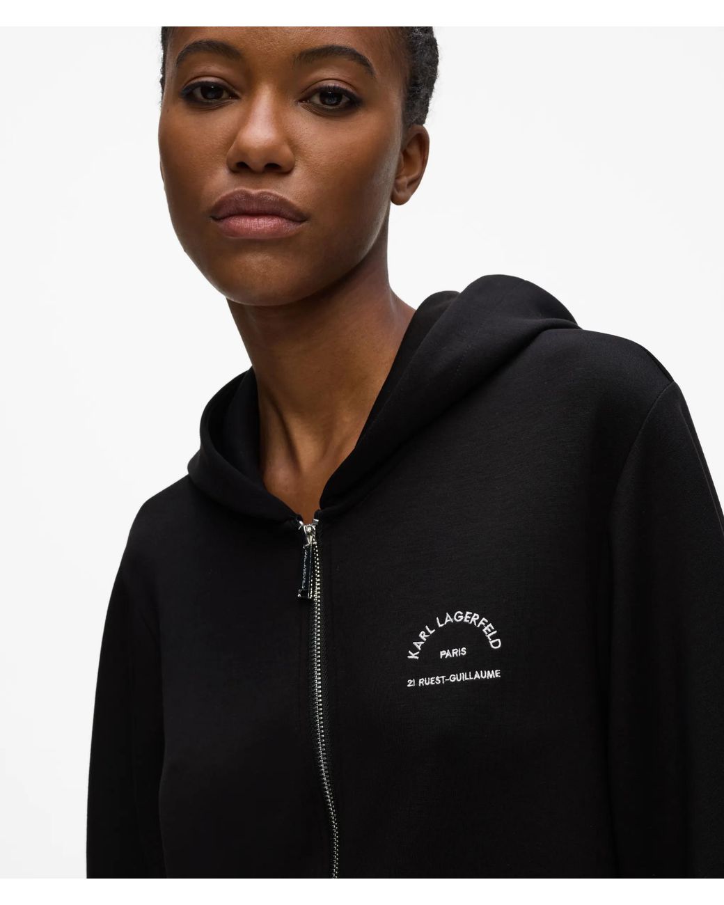Karl Lagerfeld Black Rue St-Guillaume Zip-Up Hoodie