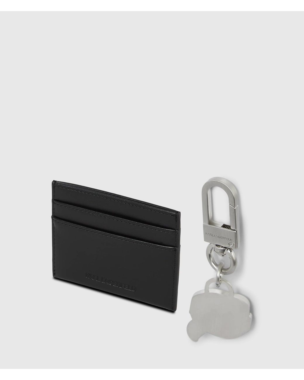 Karl Lagerfeld White Ikon Cardholder And Keychain Gift Set for men
