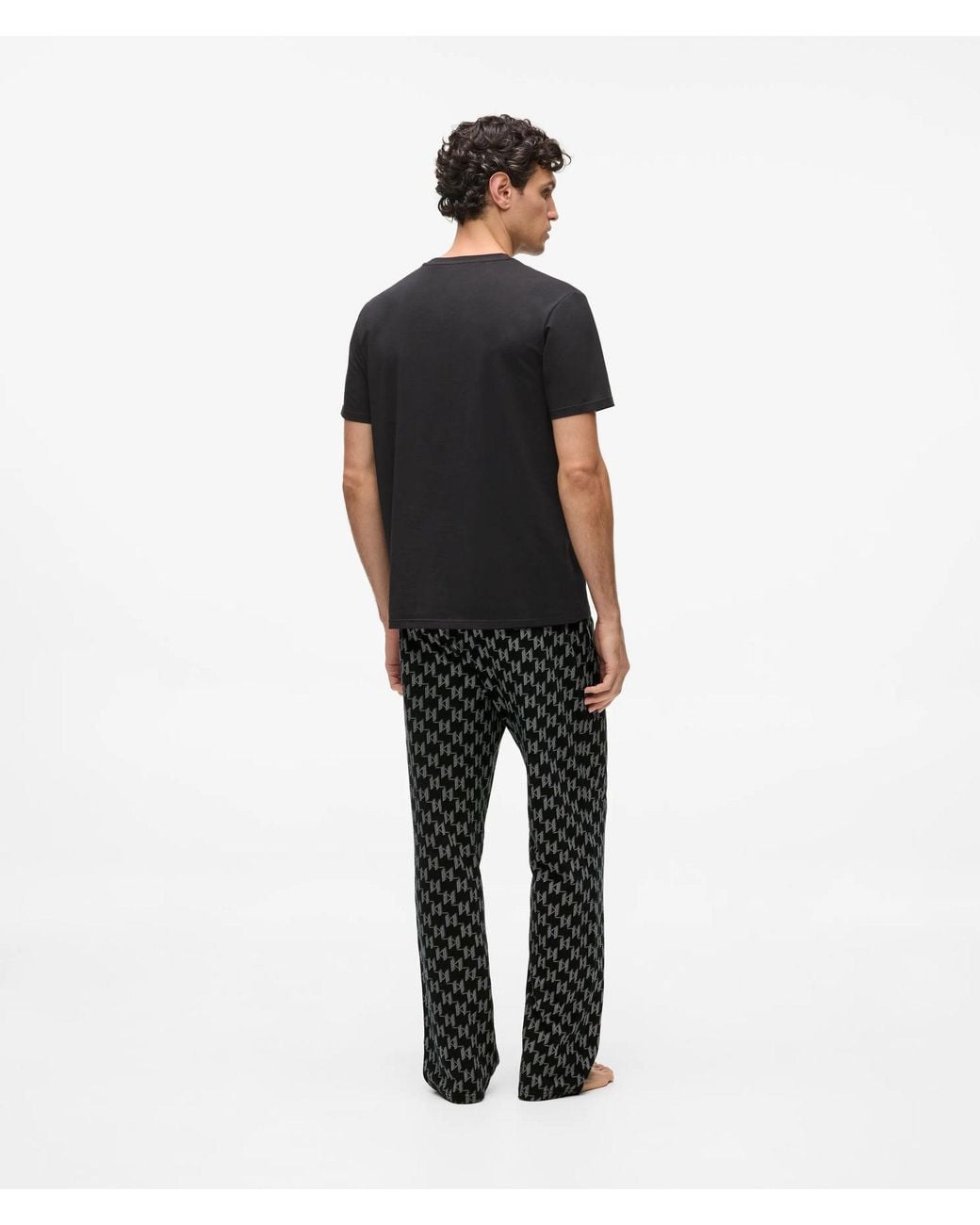 Karl Lagerfeld Black Monogram Pajama Set for men