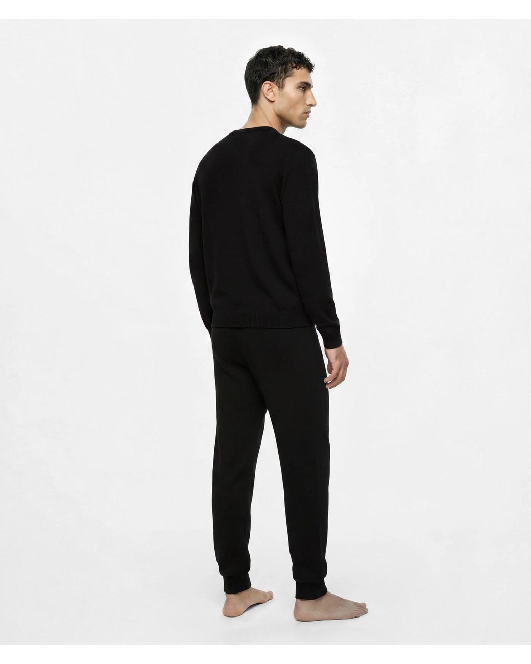 Karl Lagerfeld Black Monogram Cashmere Blend Loungewear Pants for men