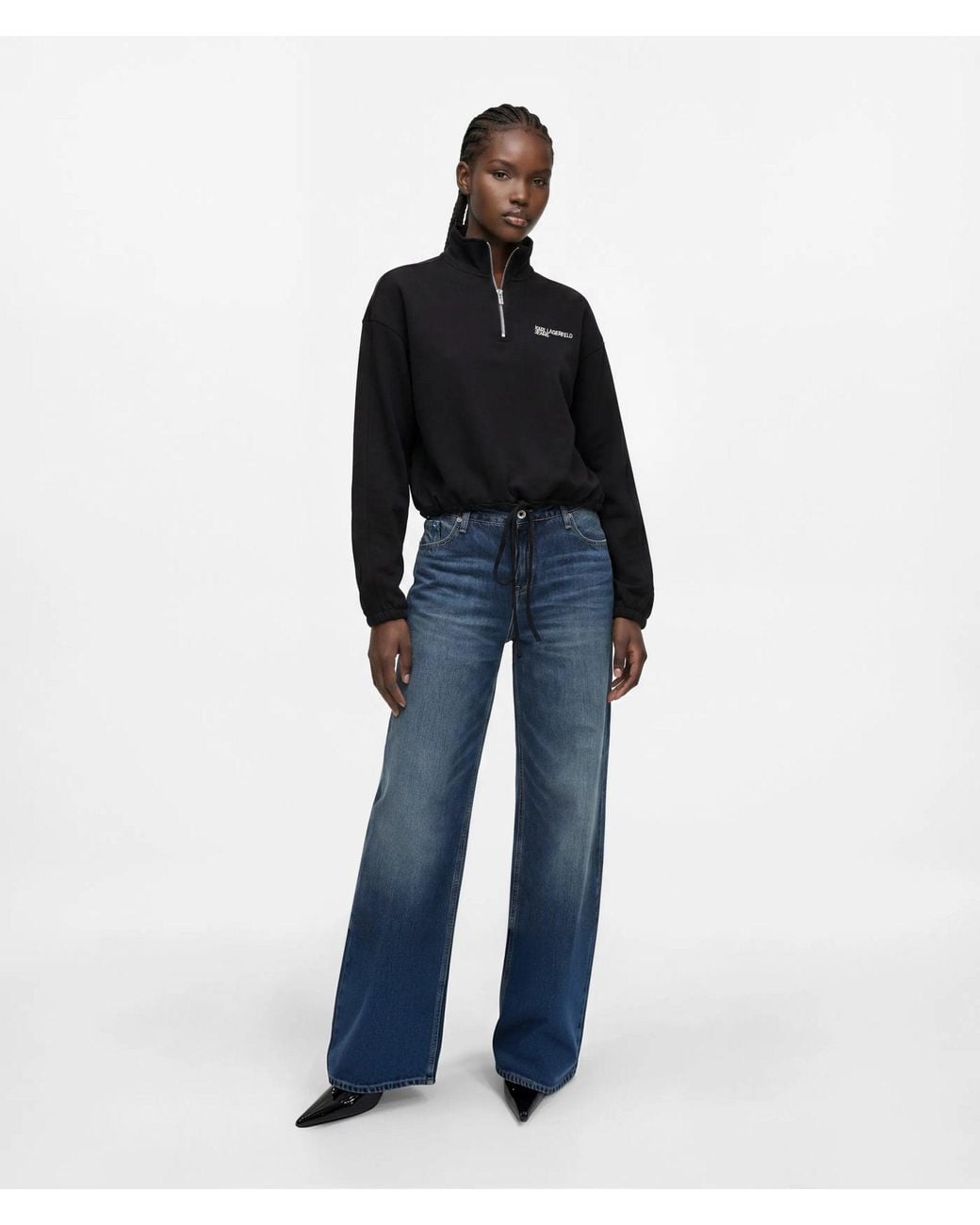 KL Jeans Blue Half-Zip Drawcord Hem Sweatshirt