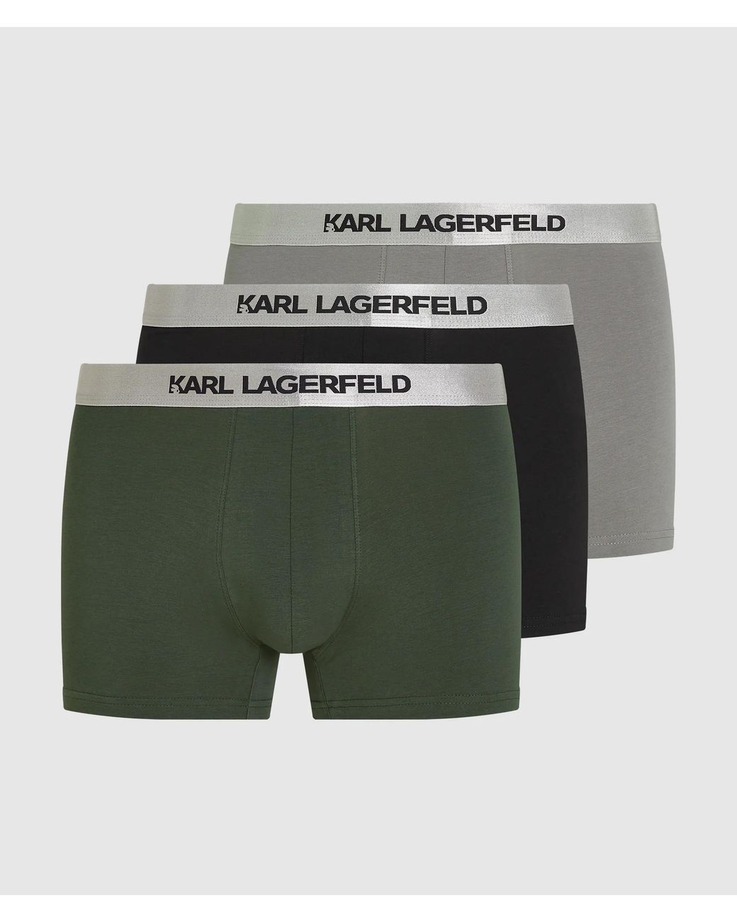 Karl Lagerfeld Green Metallic Logo Trunks – 3-Pack for men