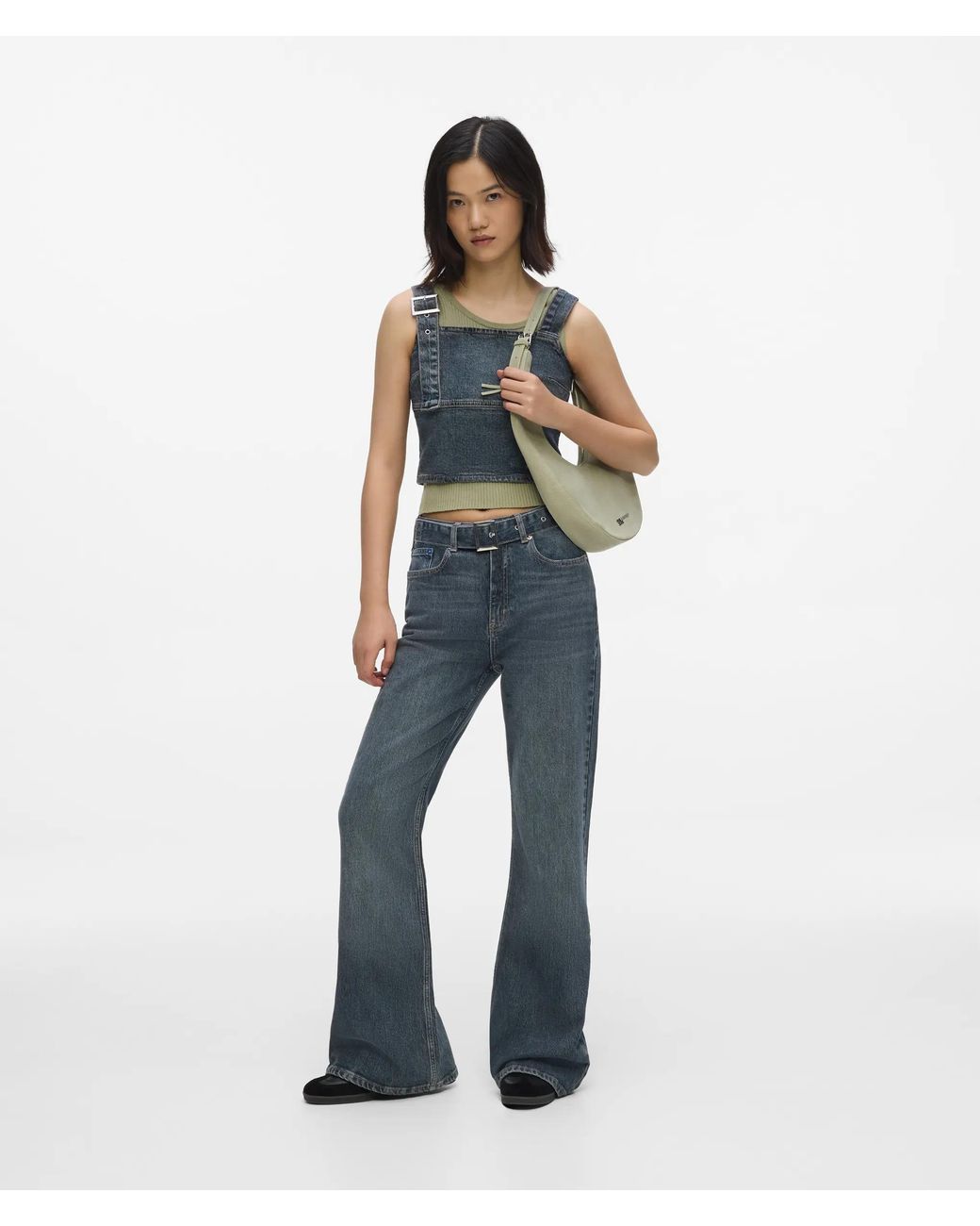 KL Jeans Blue Belted High-Rise Flared Jeans