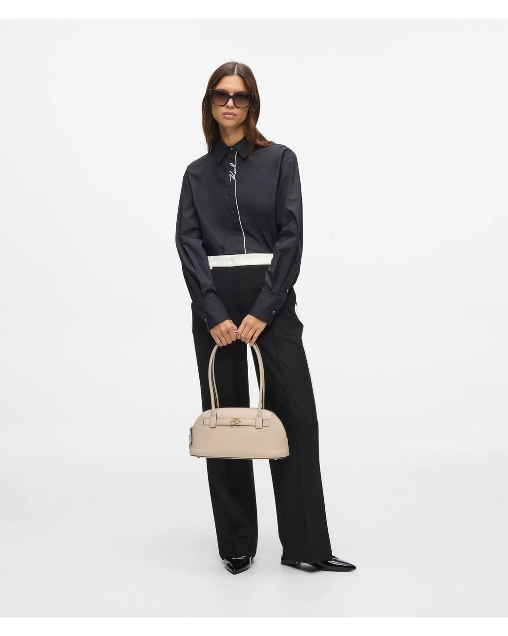 Karl Lagerfeld Natural K/Autograph Medium Bowling Bag