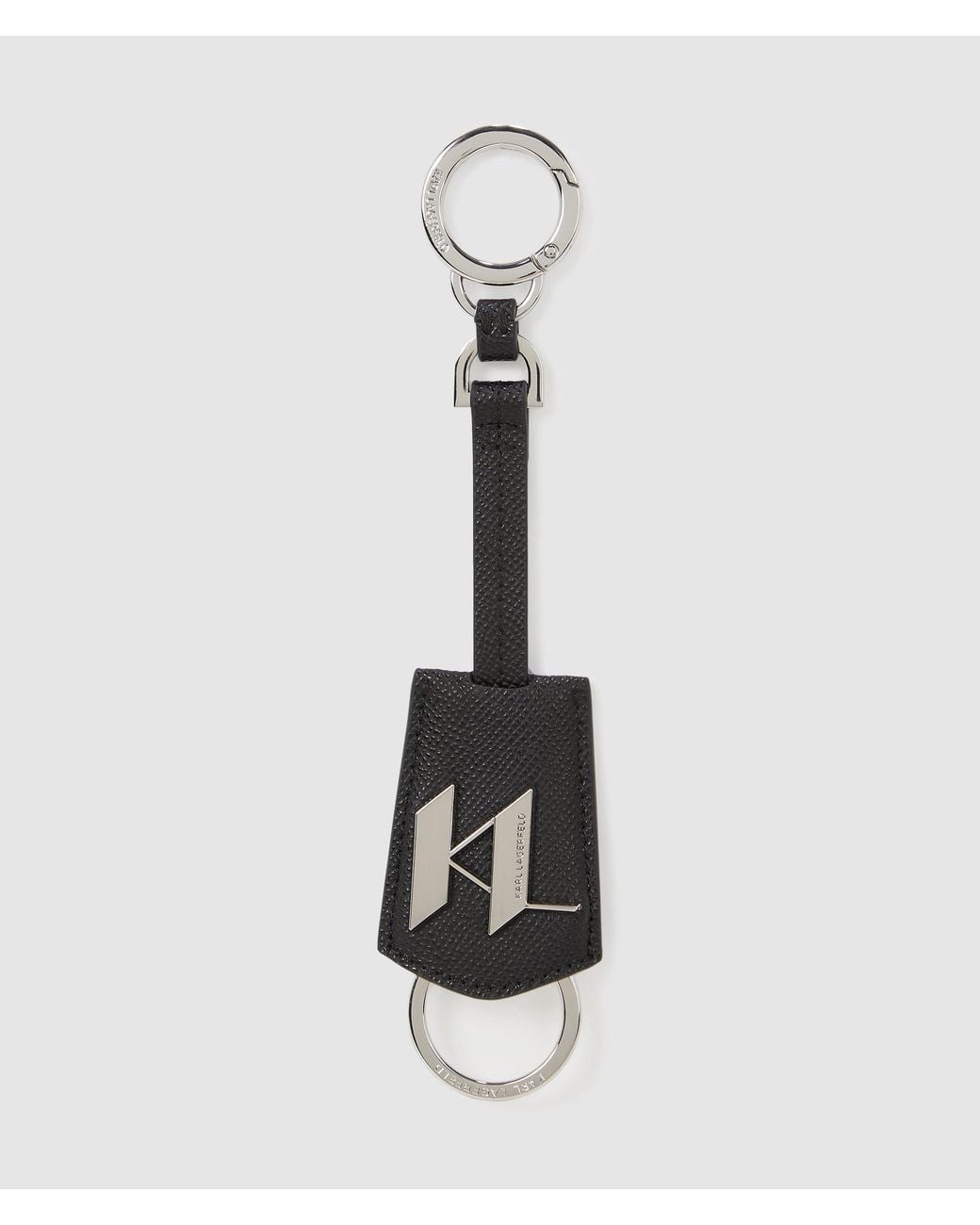 Karl Lagerfeld White K/Monogram Leather Keychain for men