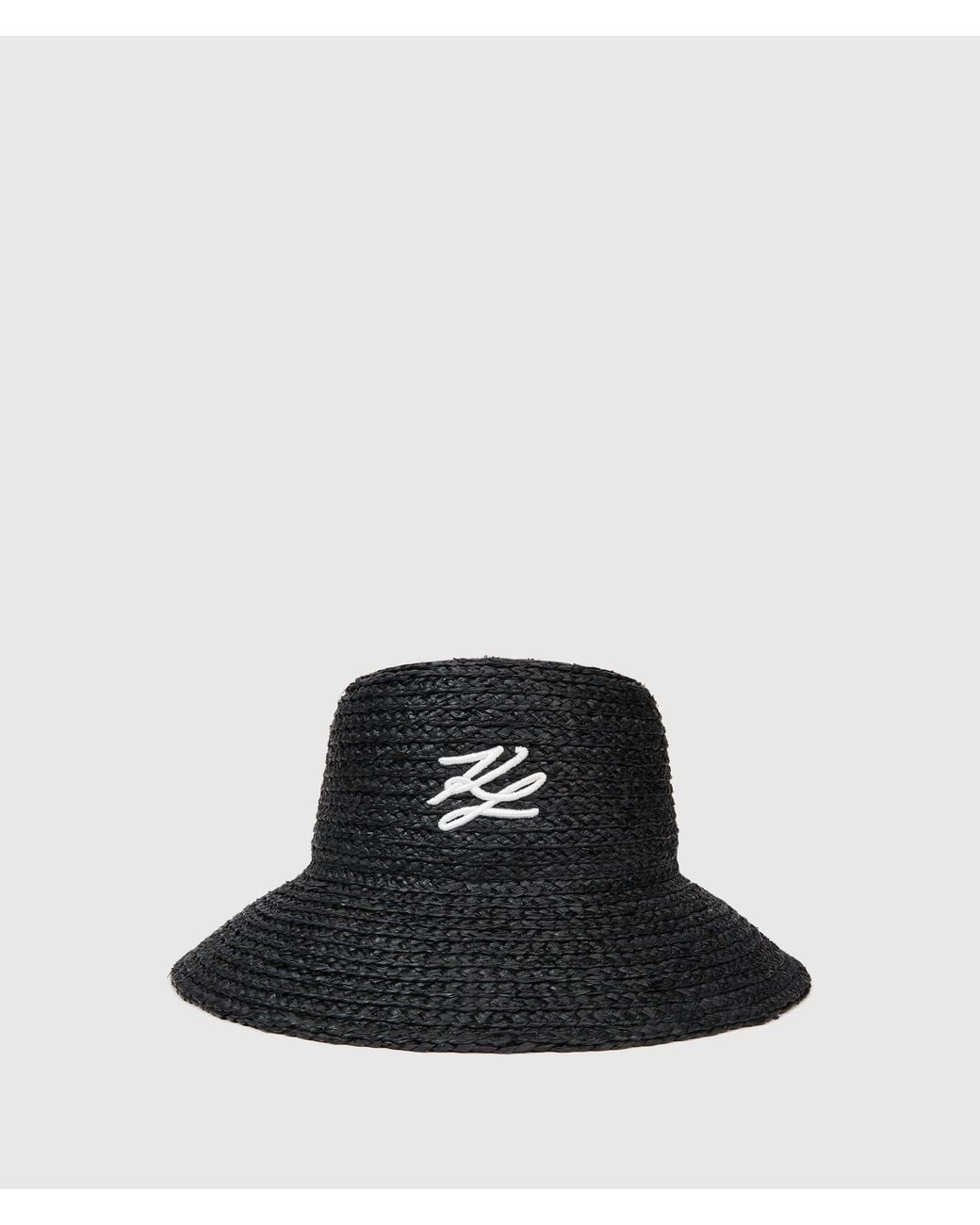 Karl Lagerfeld Black Autograph Raffia Beach Bucket Hat