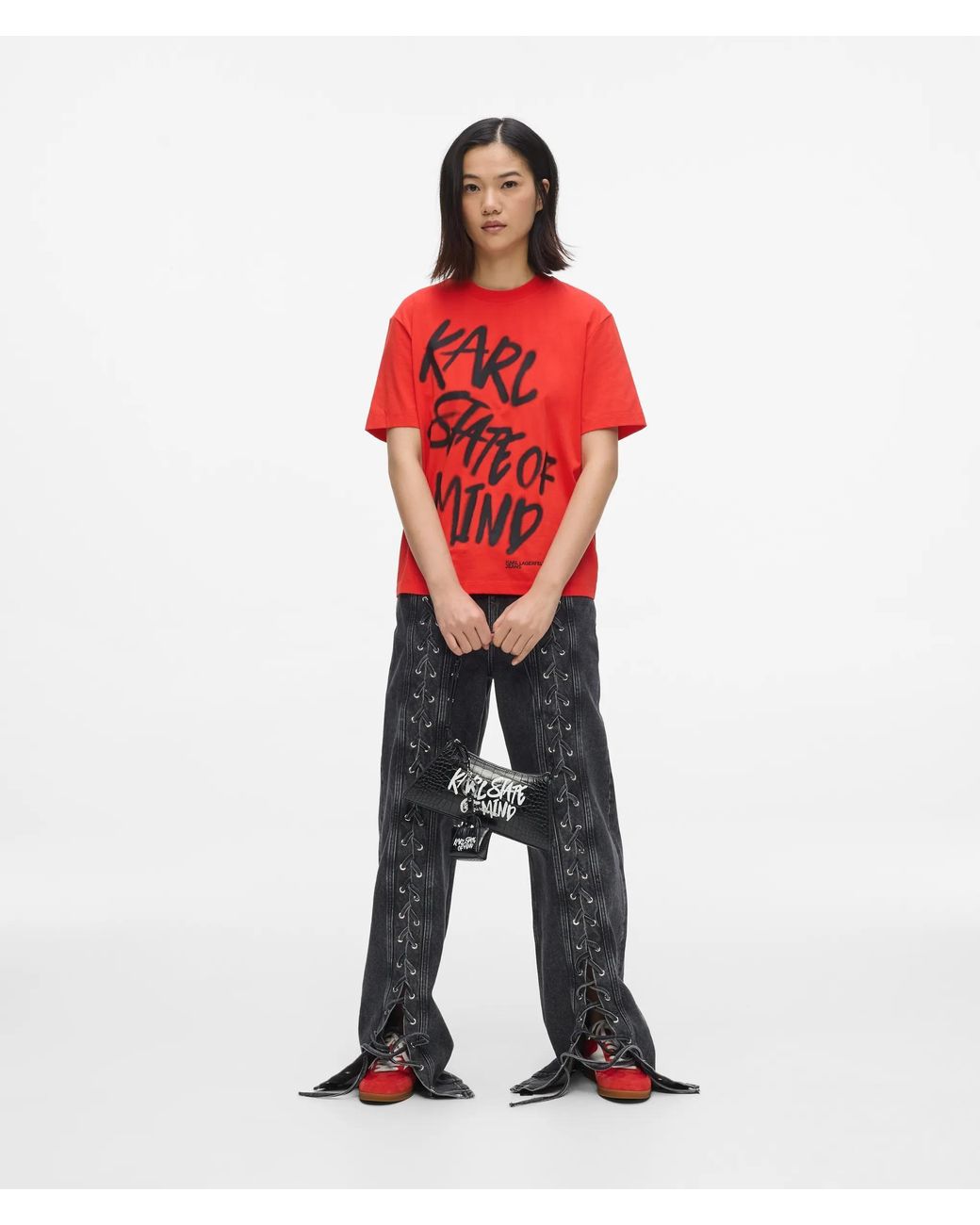 KL Jeans Red Regular‑Fit Karl Quote T-Shirt