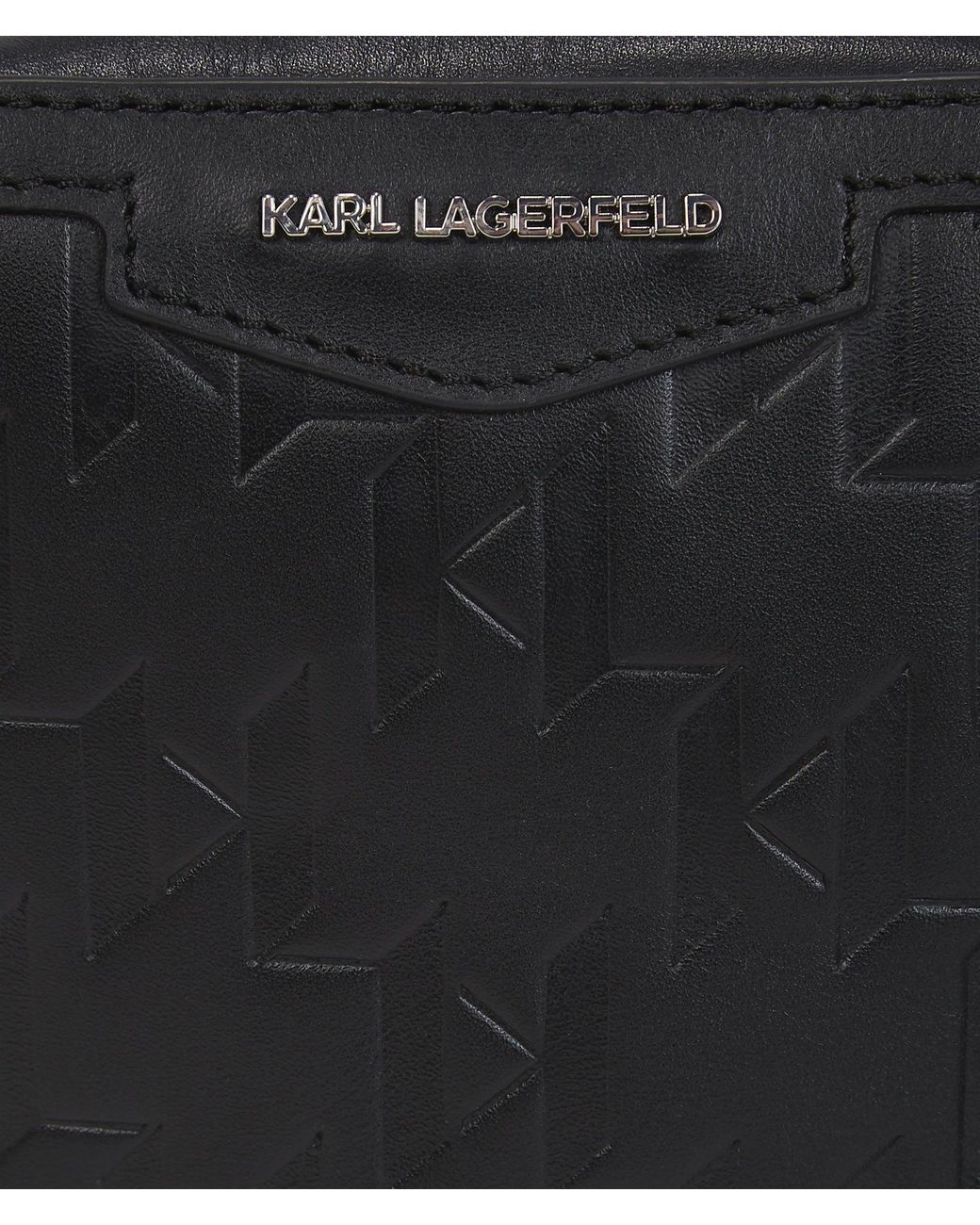 Karl Lagerfeld Black K/Loom Leather Small Sling Bag for men