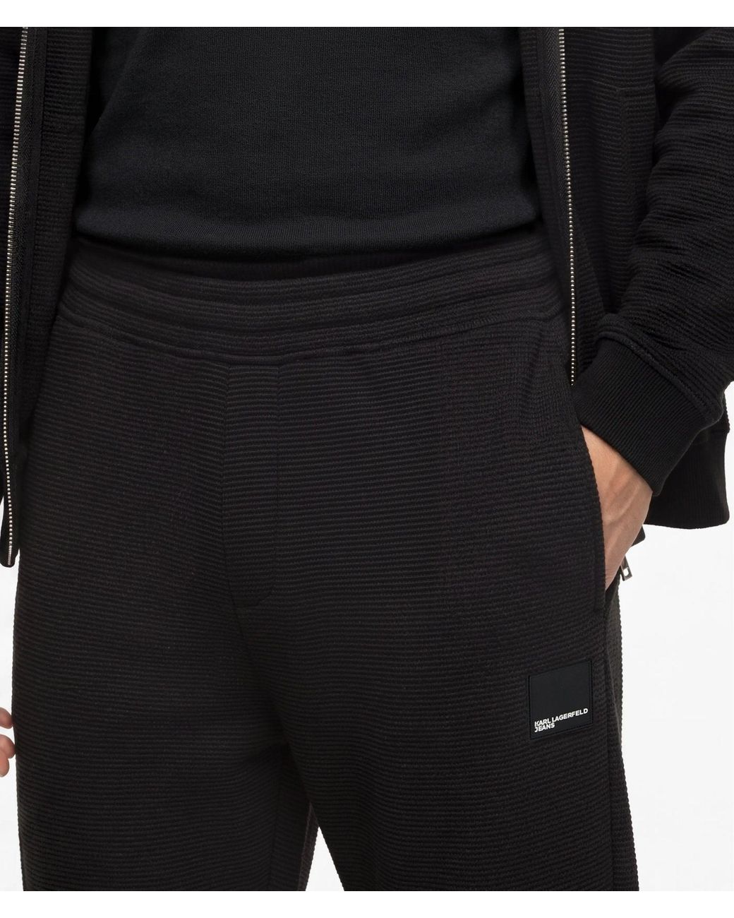 KL Jeans Black Waffle Sweatpants for men