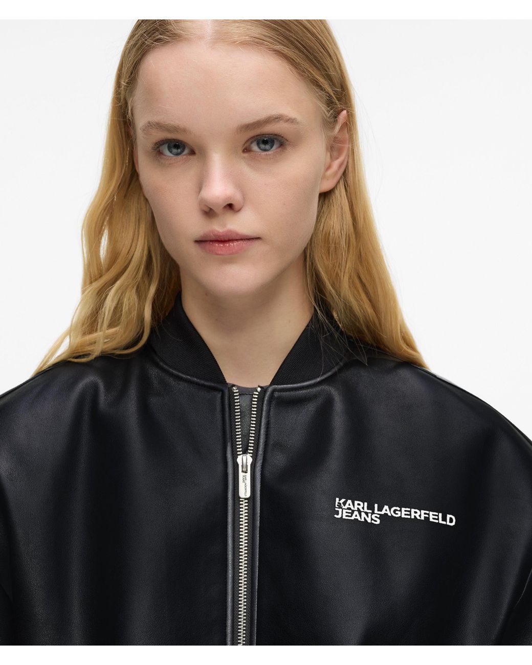 KL Jeans Black Faux Leather Bomber Jacket