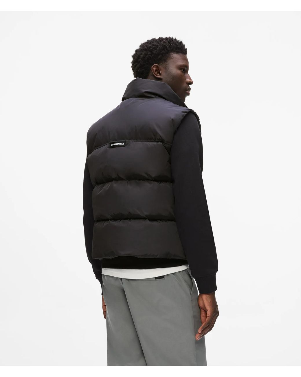 Karl Lagerfeld Black Logo Patch Puffer Gilet for men