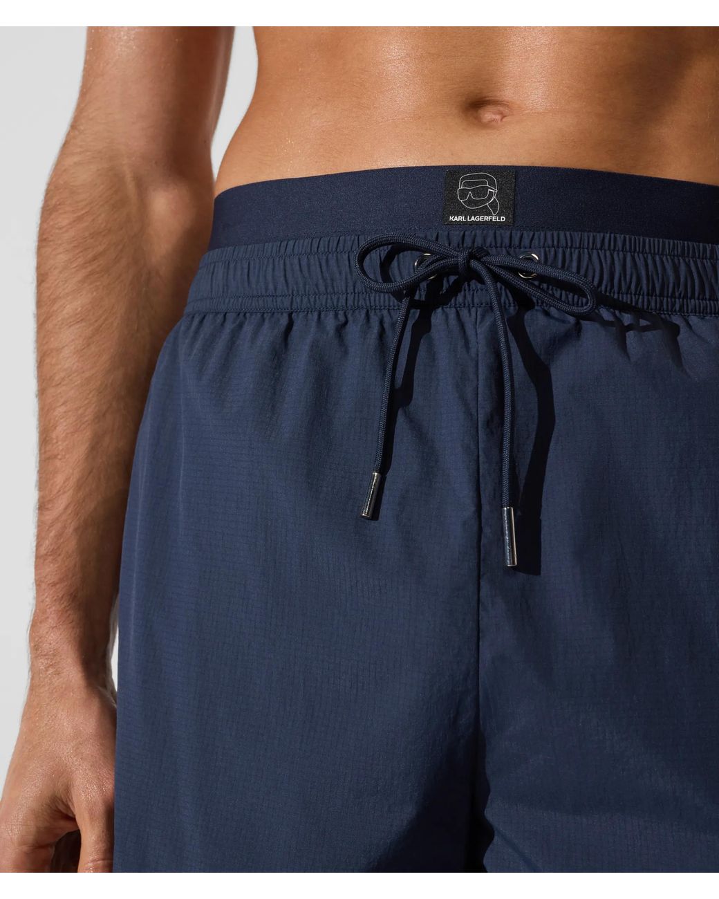 Karl Lagerfeld Blue Ikon Double-Waist Medium Boardshorts for men