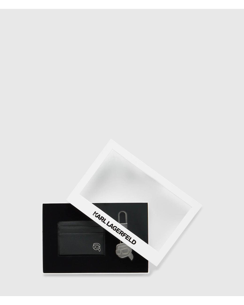 Karl Lagerfeld White Ikon Cardholder And Keychain Gift Set for men