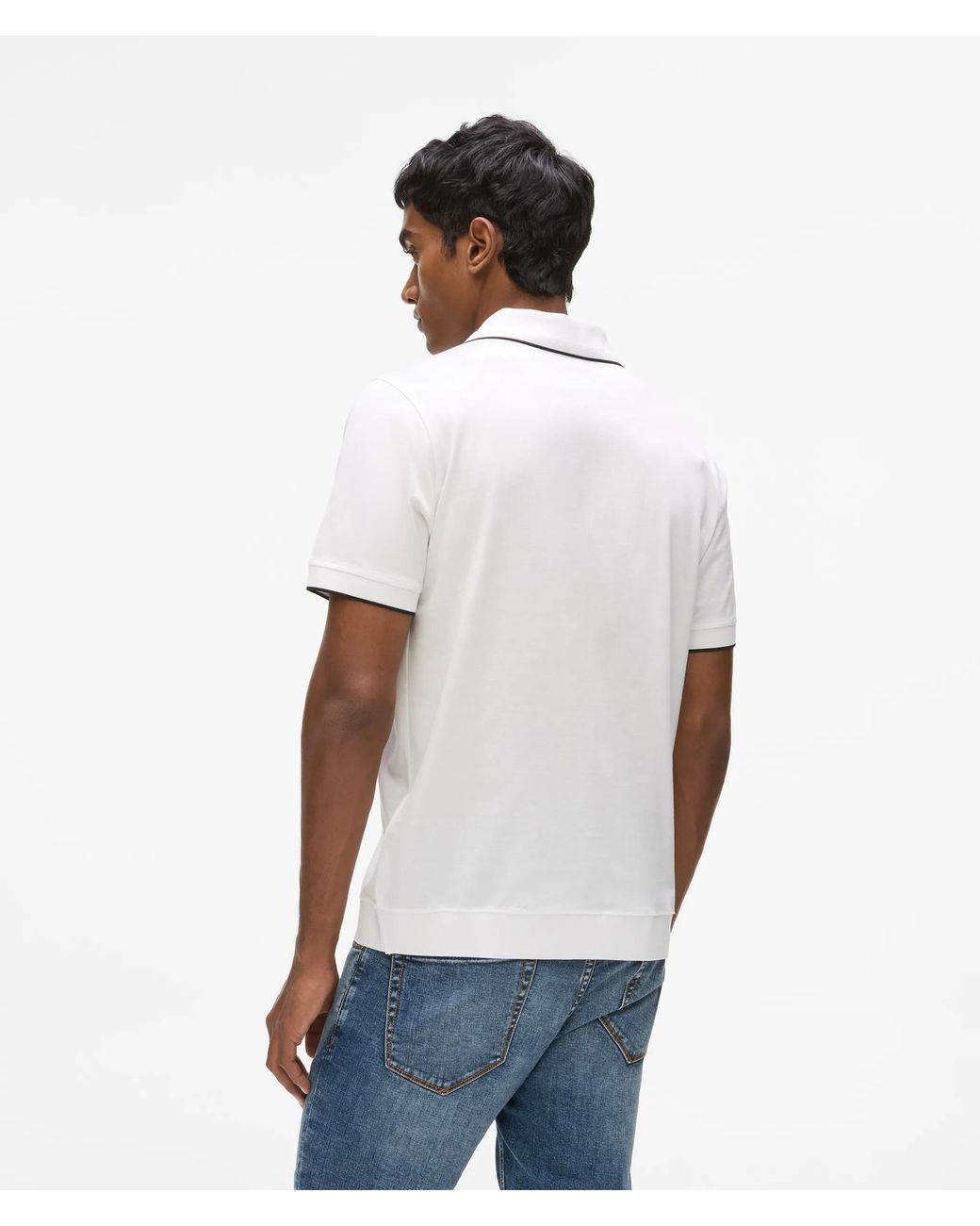 Polo À Fermeture Zippée, Homme, Taille Karl Lagerfeld pour homme en coloris White