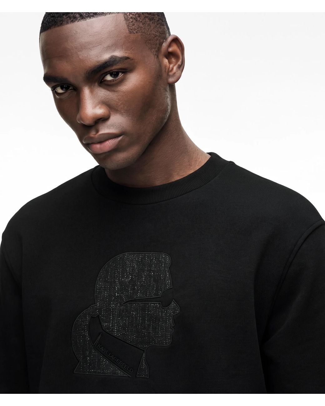 Karl Lagerfeld Black Kameo Crew Neck Sweatshirt for men