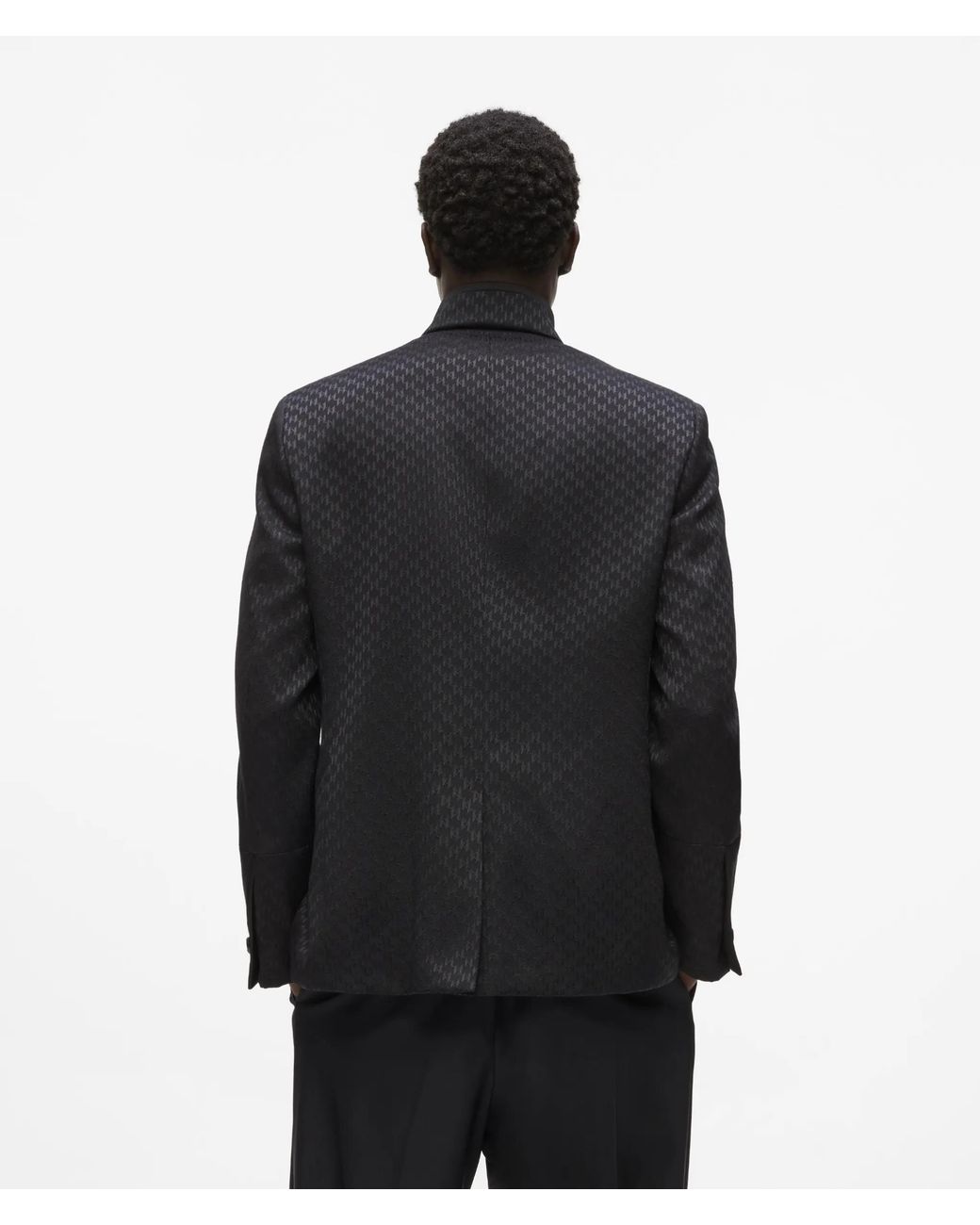 Karl Lagerfeld Black High-Stand-Collar Jacket for men