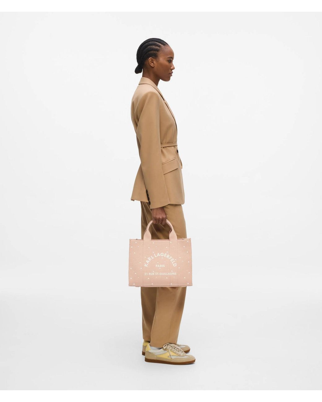 Karl Lagerfeld Pink Exclusive Rue St-Guillaume Faux-Pearls Medium Tote Bag