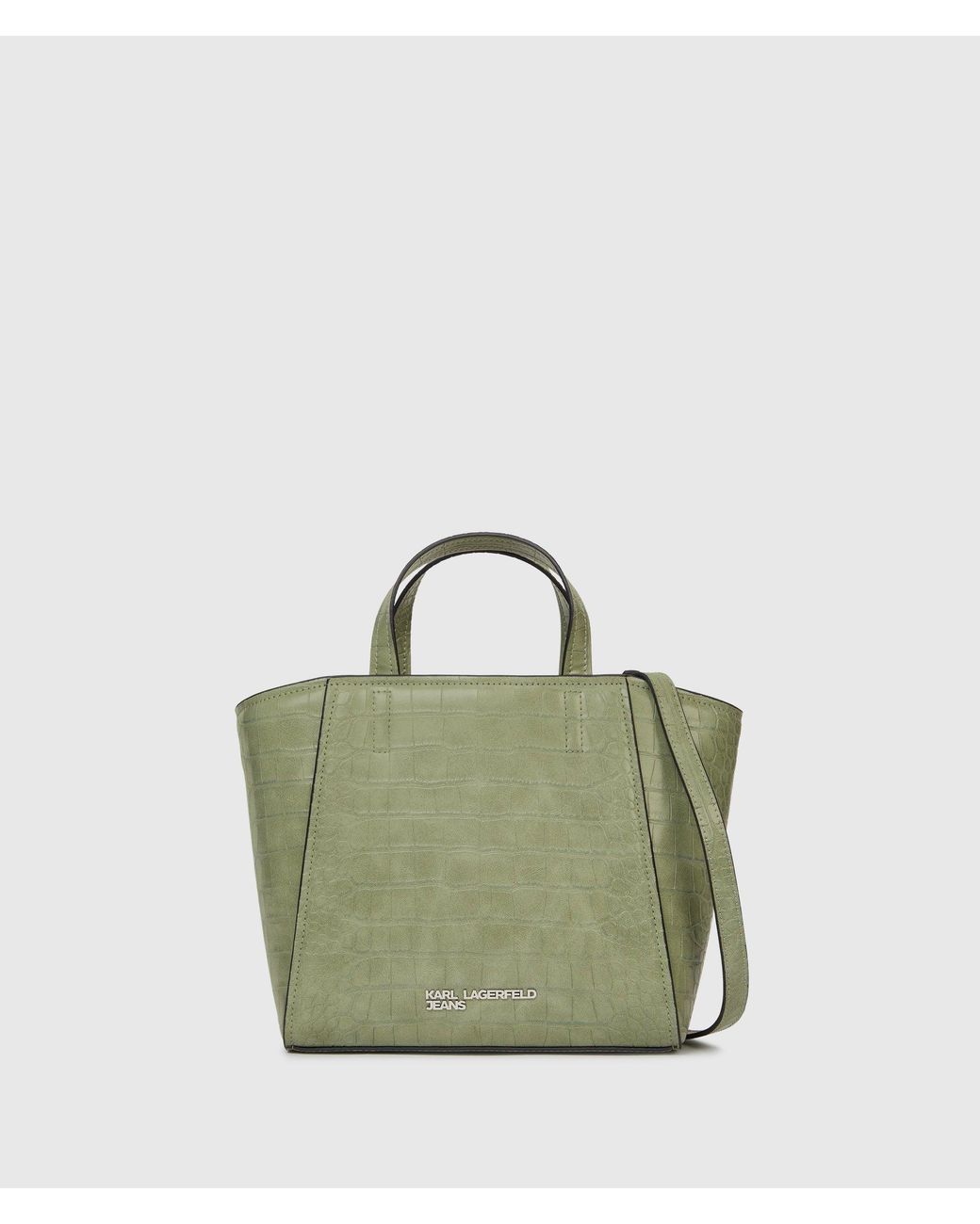 KL Jeans Green Croco Mini Tote Bag