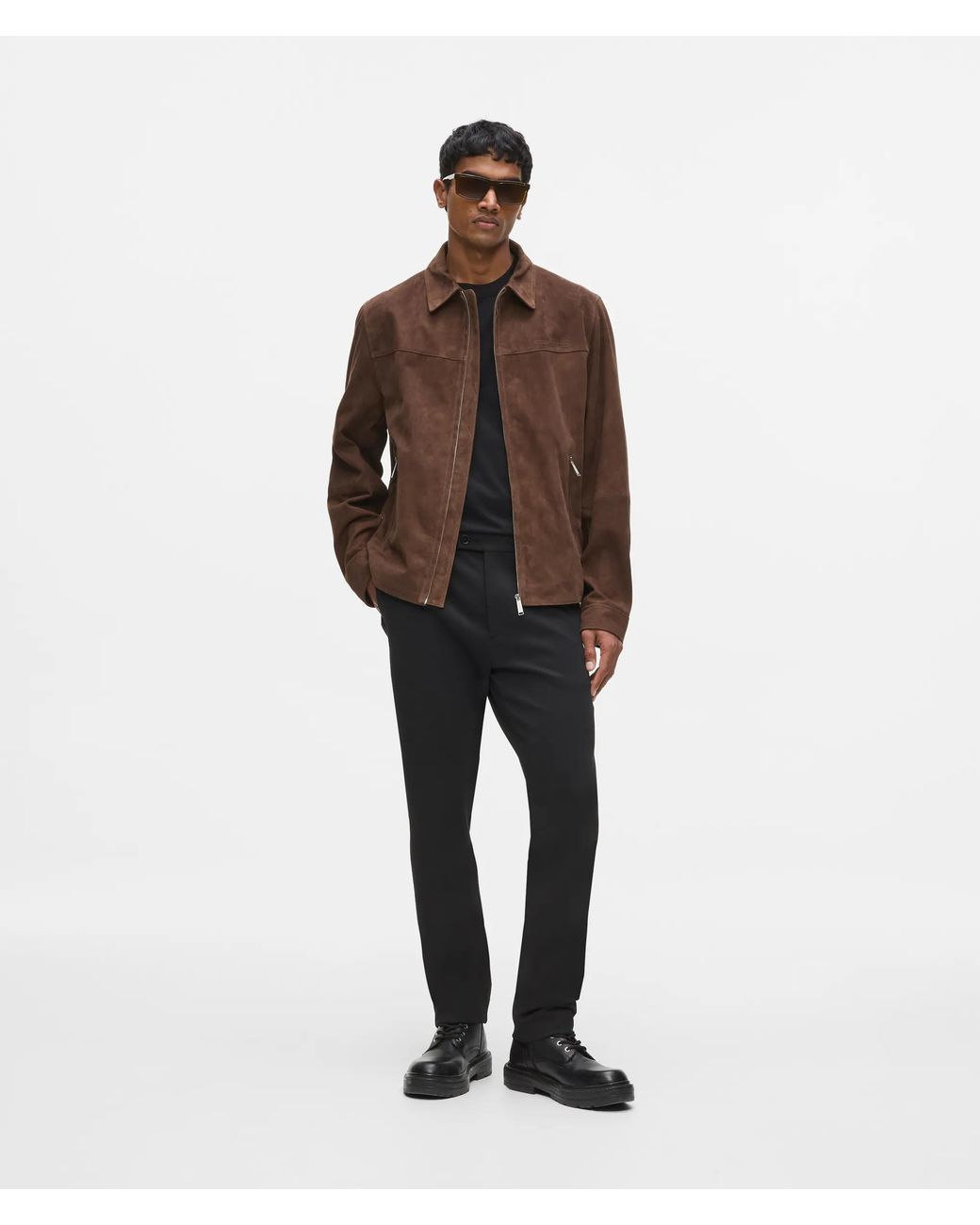 Karl Lagerfeld Brown Exclusive Suede Jacket for men