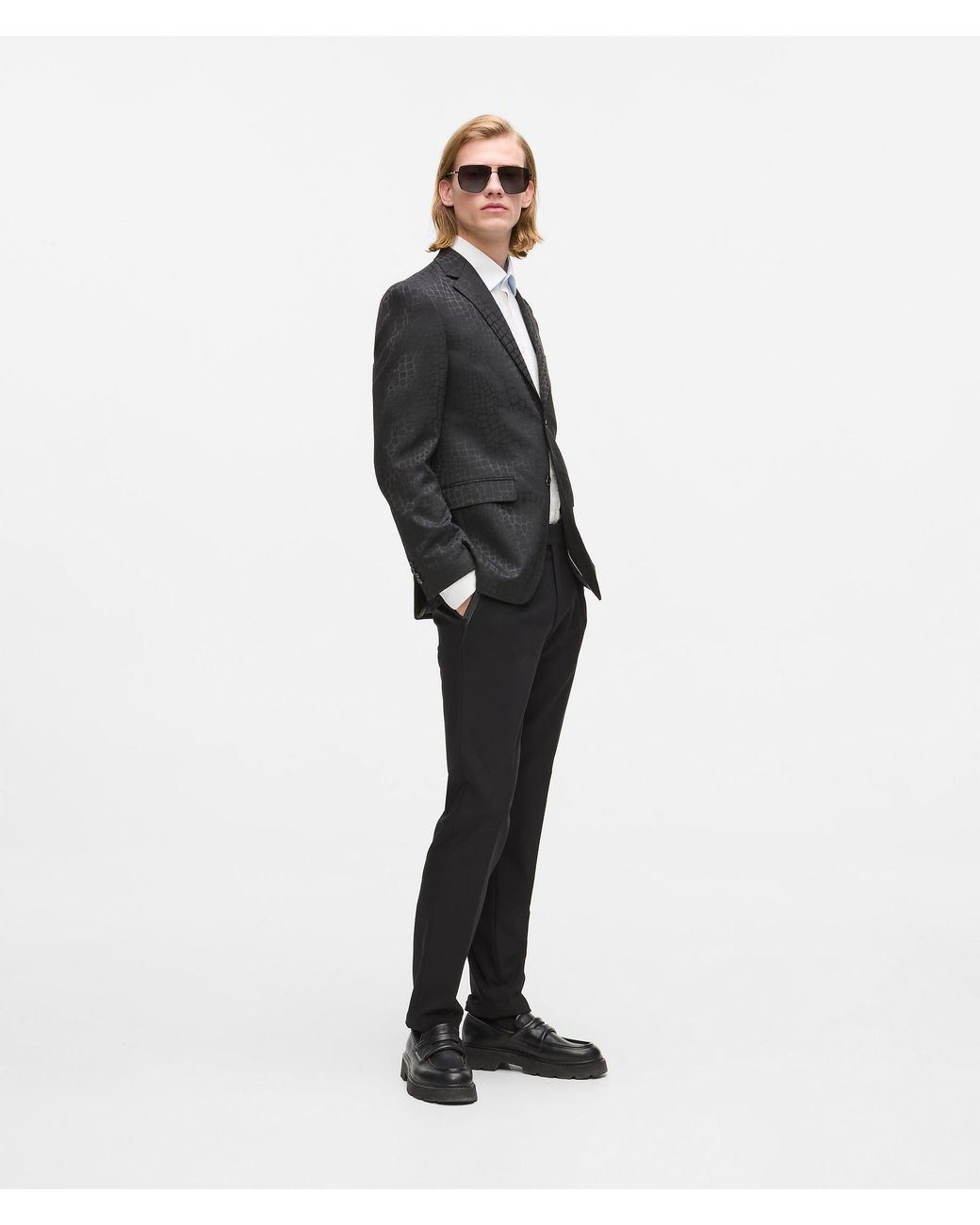 Karl Lagerfeld White Faux-Leather Detail Pants for men