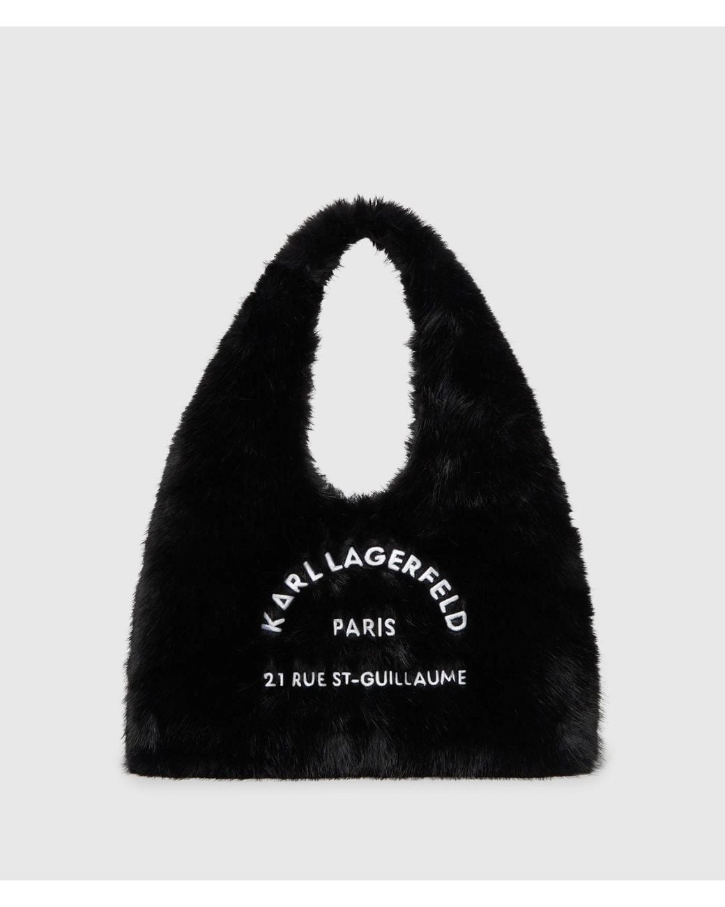 Karl Lagerfeld Black Rue St-Guillaume Faux-Fur Hobo Bag