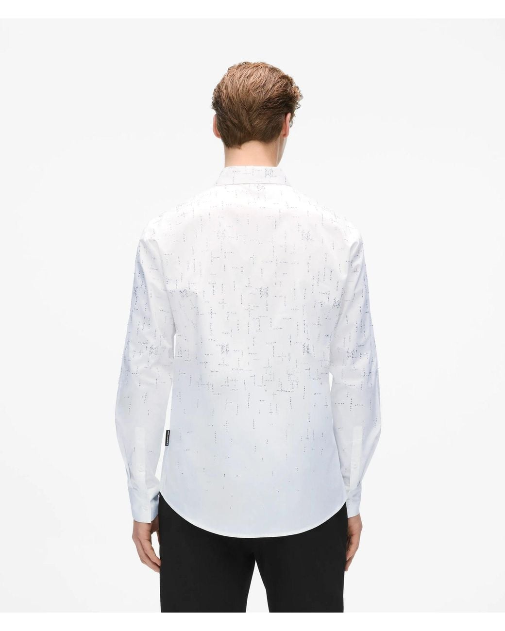 Karl Lagerfeld White Monogram Rhinestone Shirt for men