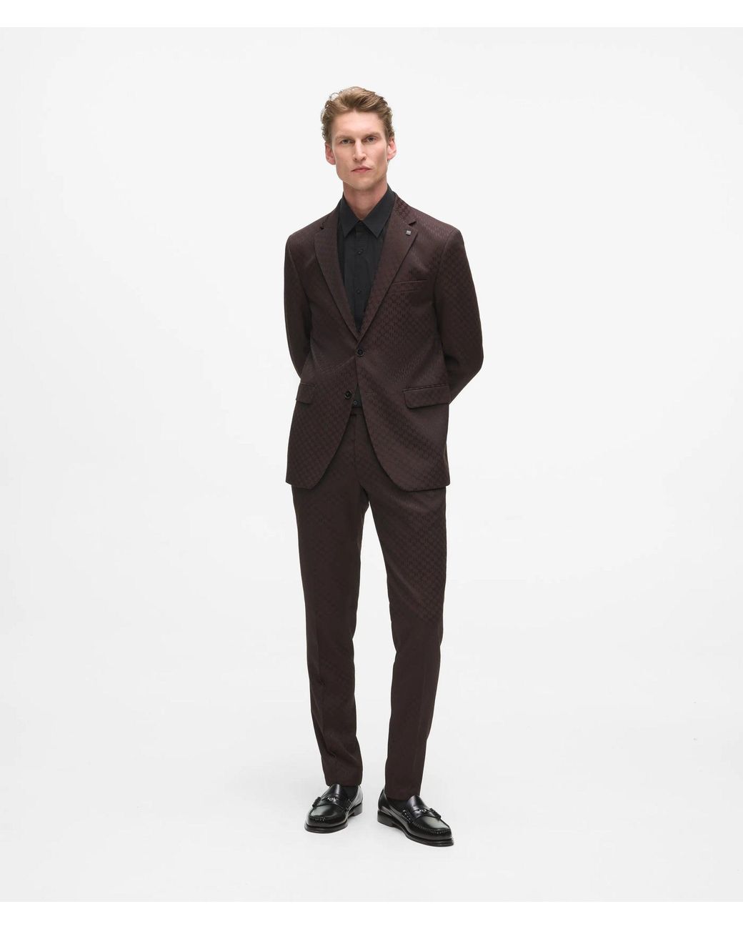 Karl Lagerfeld Brown All-Over Monogram Suit Jacket for men