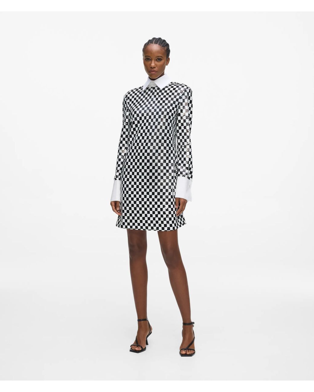 Karl Lagerfeld White Checkerboard Sequin Mini Dress
