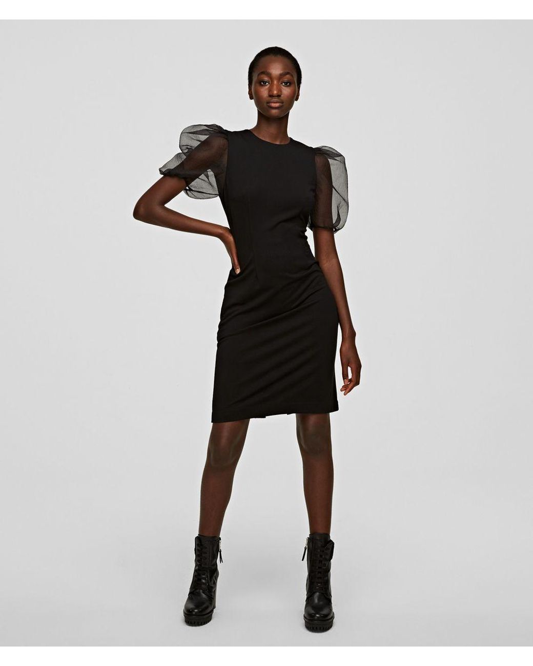 black ponte dress with sleeves