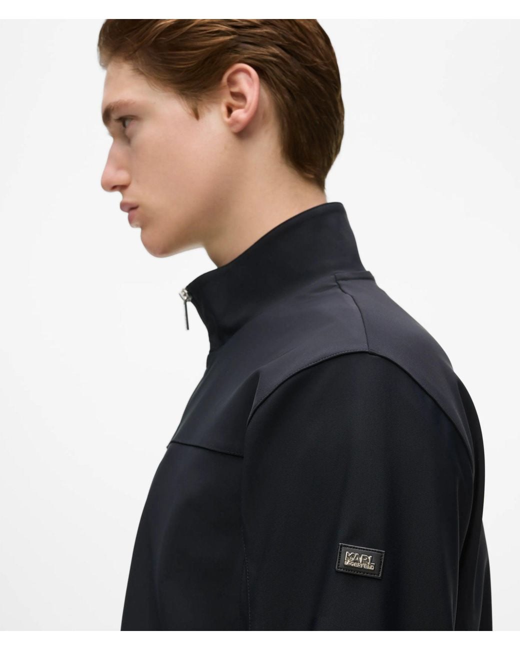 Karl Lagerfeld Blue Zip-Up Paneled Jacket for men