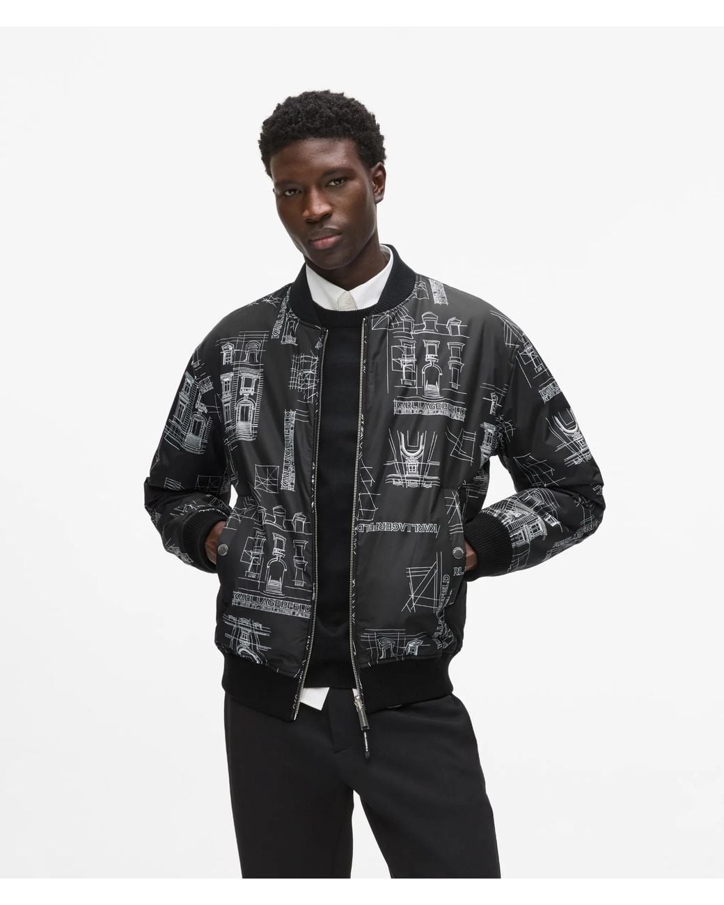 Karl Lagerfeld Black Reversible Maison De Karl Bomber Jacket for men