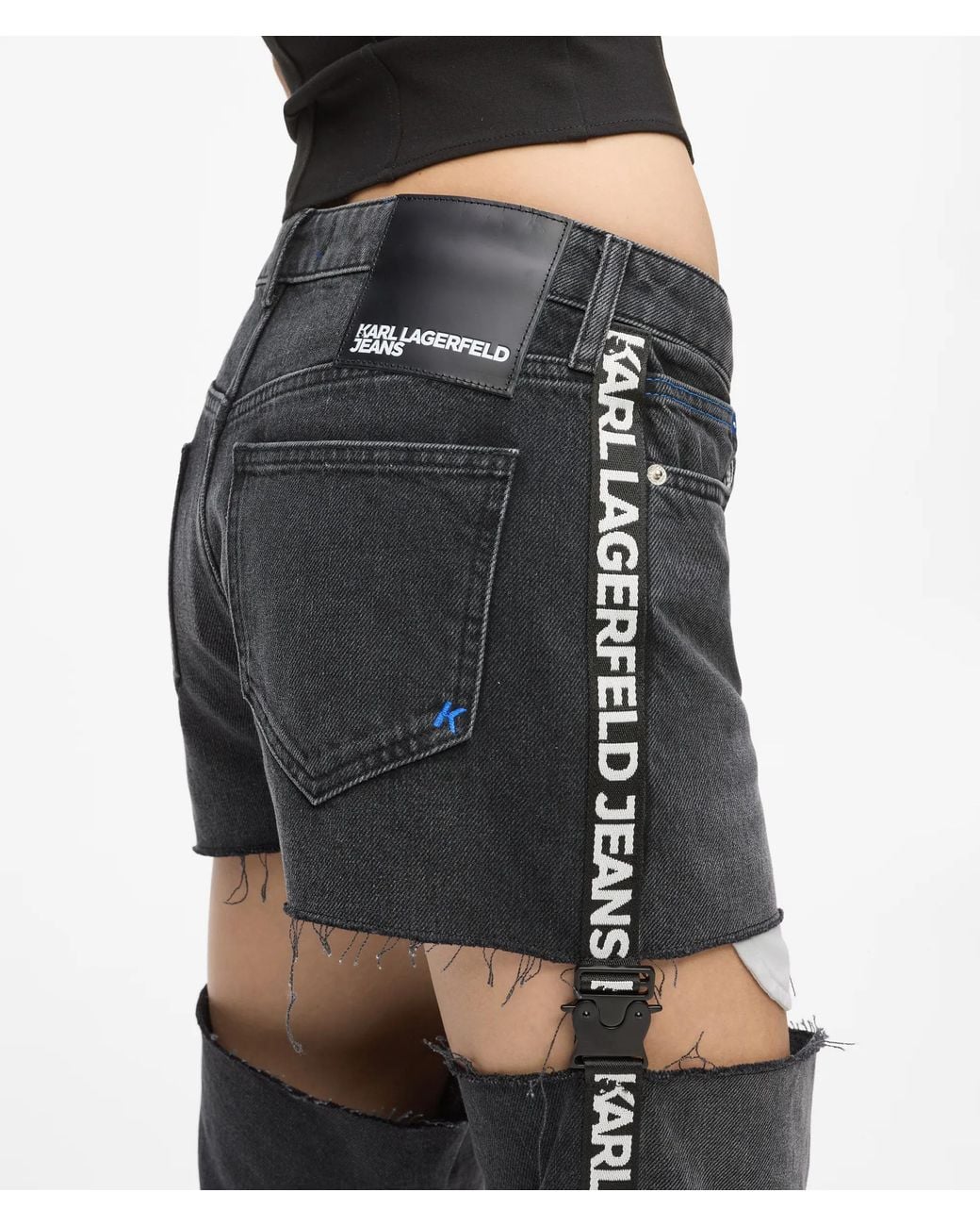 KL Jeans Blue High-Rise Cut-Out Straight Jeans