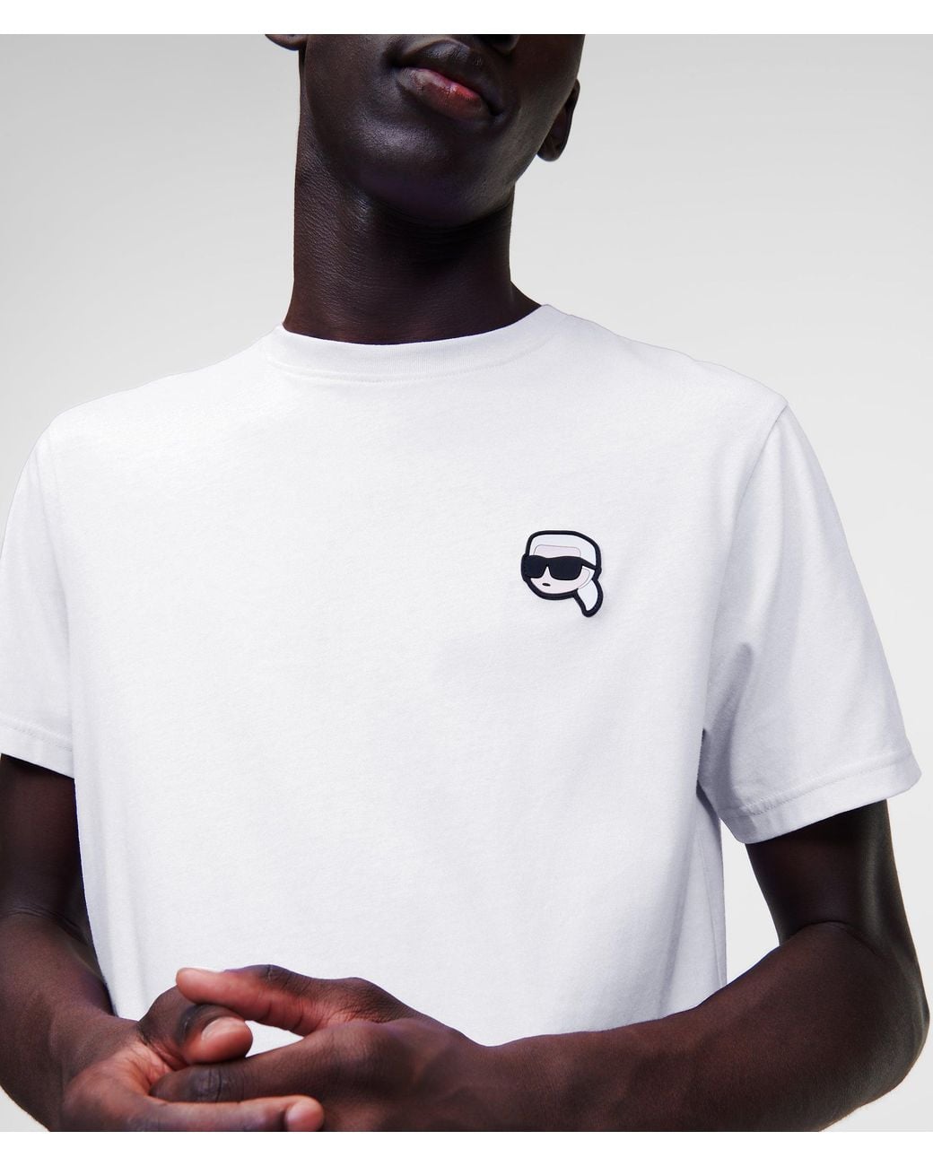 Karl Lagerfeld White Ikon Patch T-Shirt for men