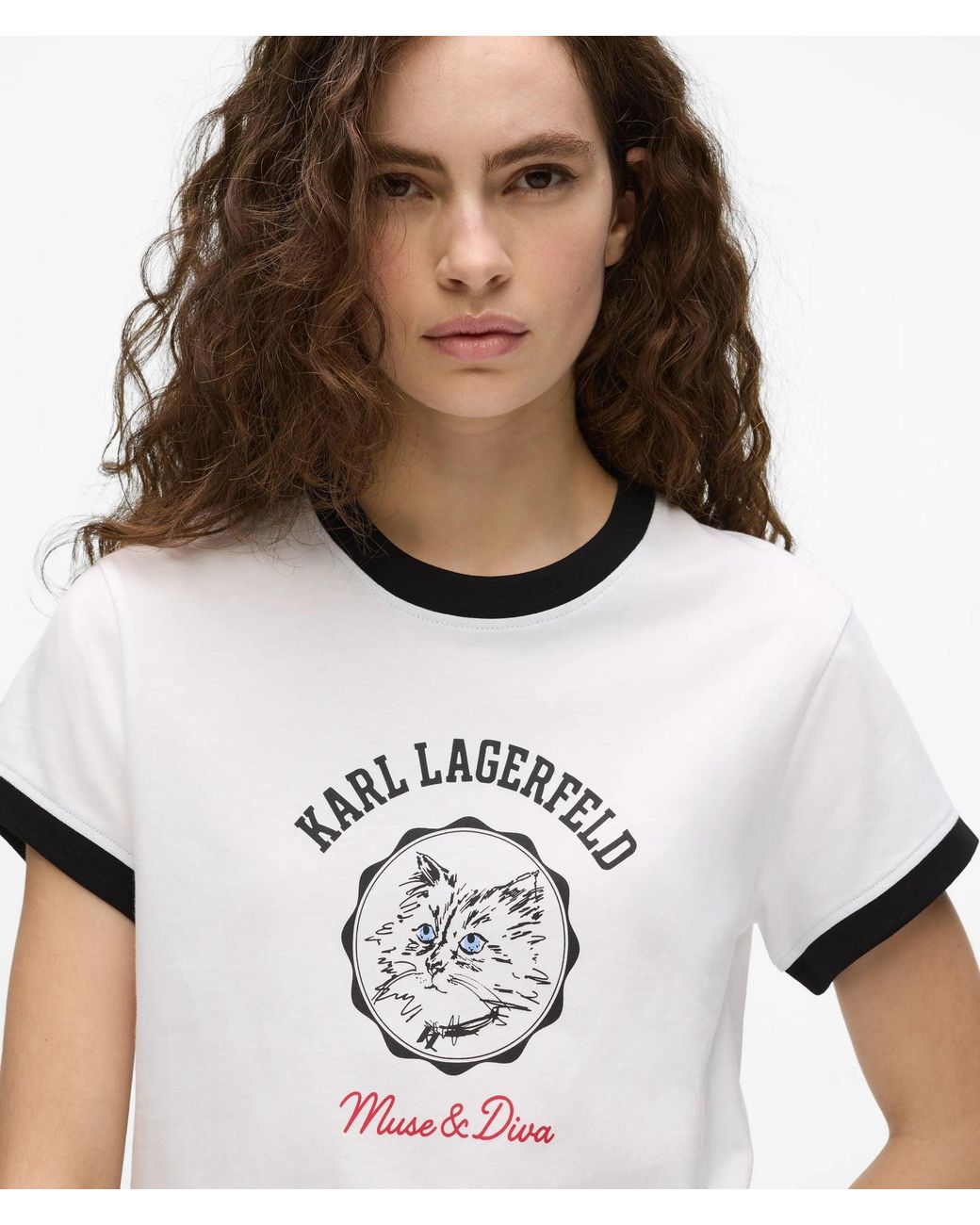 Karl Lagerfeld White Ikon Choupette Muse T-Shirt