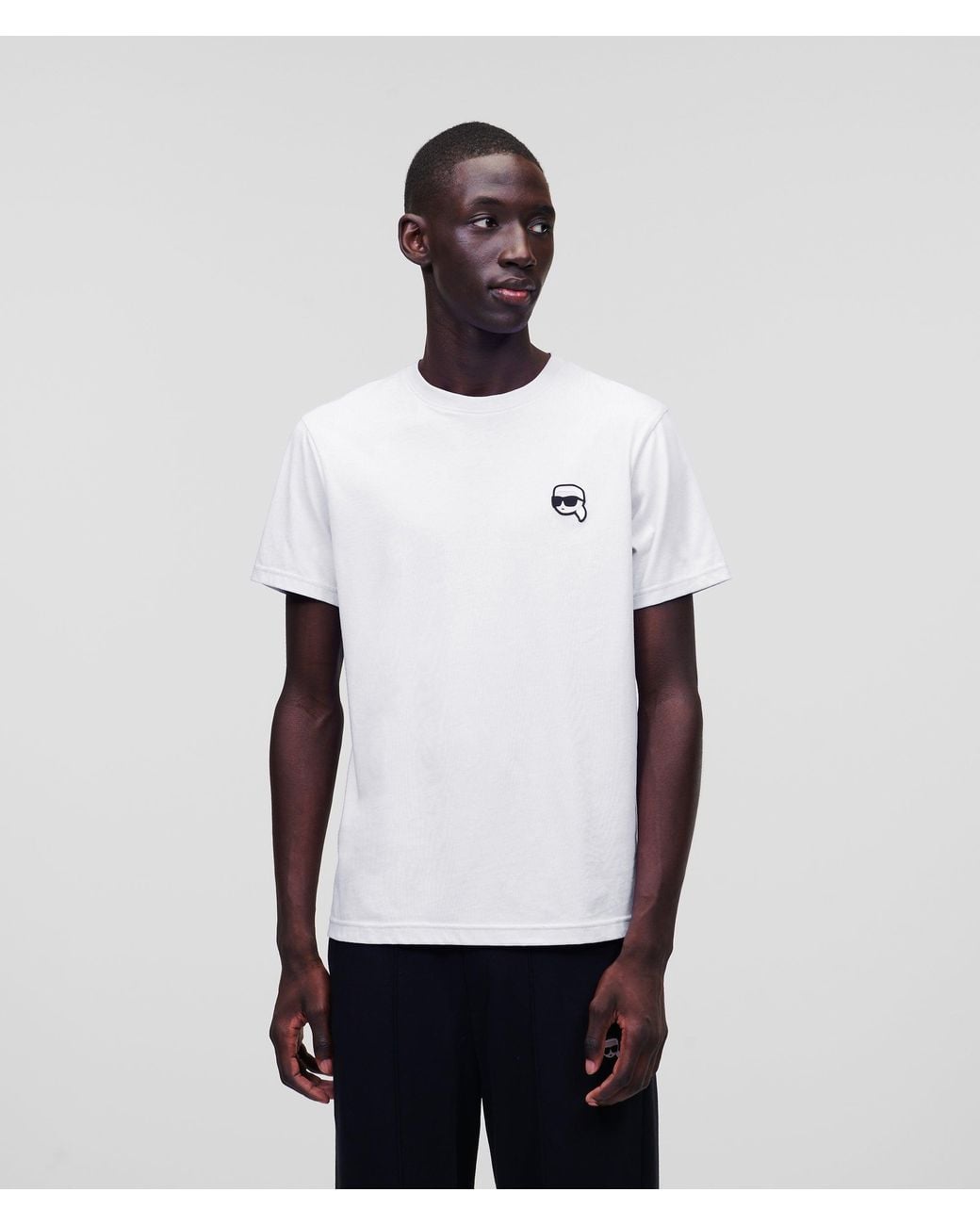 Karl Lagerfeld White Ikon Patch T-Shirt for men