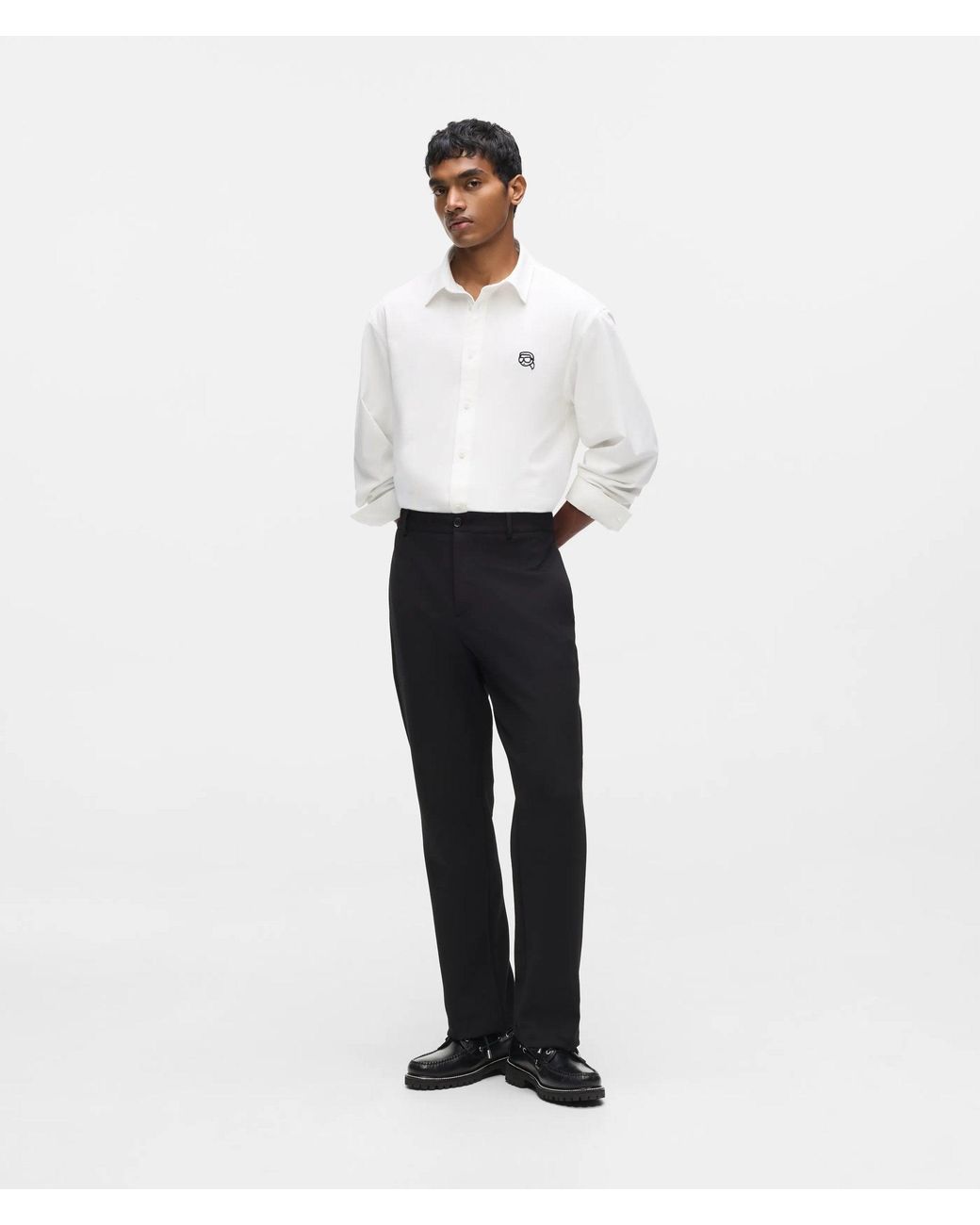 Karl Lagerfeld White Ikon Oxford Cotton Shirt for men