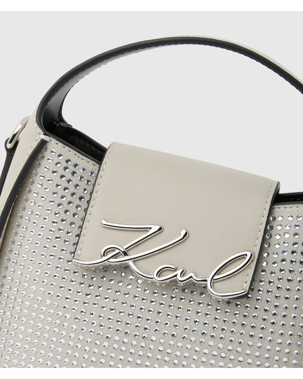 Karl Lagerfeld Gray Exclusive K/Signature Small Rhinestone Hobo Bag
