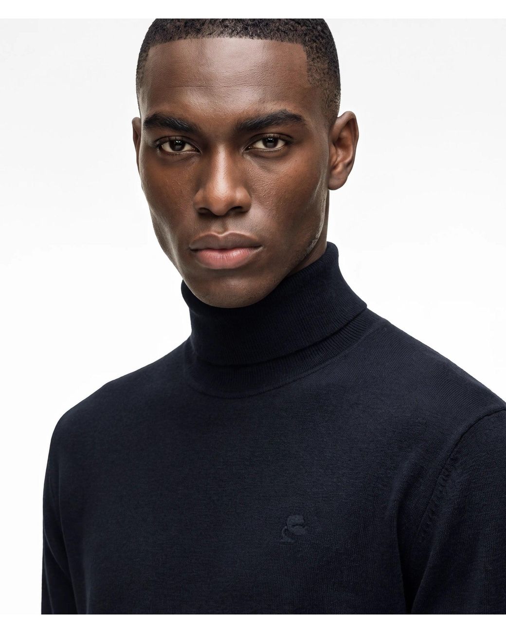 Karl Lagerfeld Blue Wool Turtleneck Sweater for men