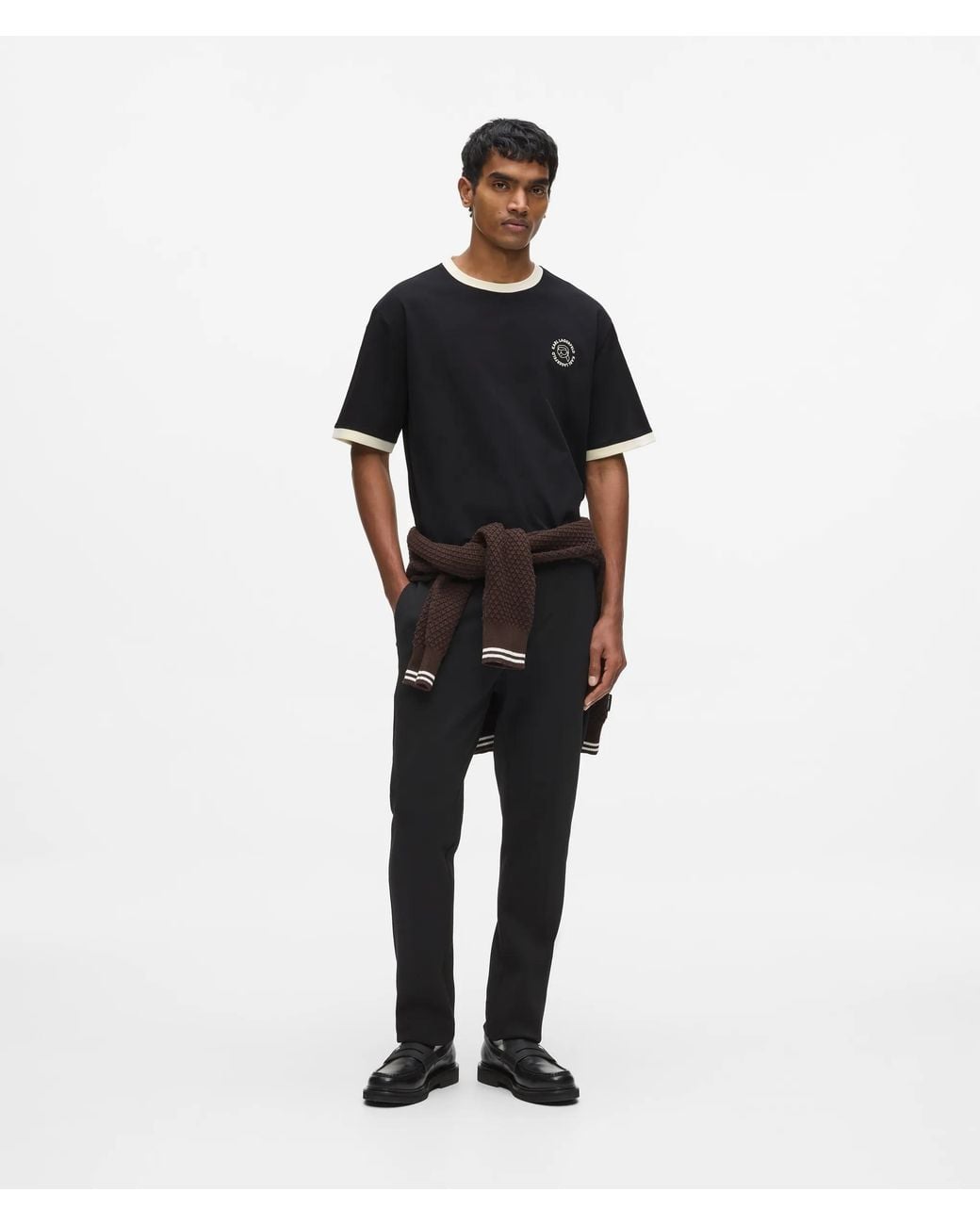 Karl Lagerfeld Black Ikon Circle Logo T-Shirt for men