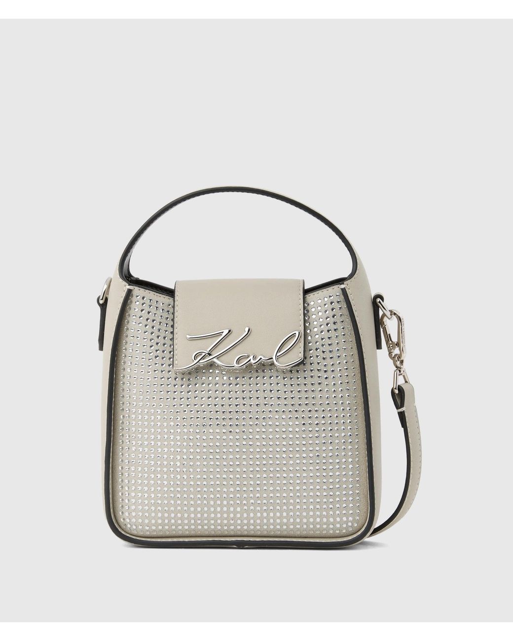 Karl Lagerfeld Gray Exclusive K/Signature Small Rhinestone Hobo Bag