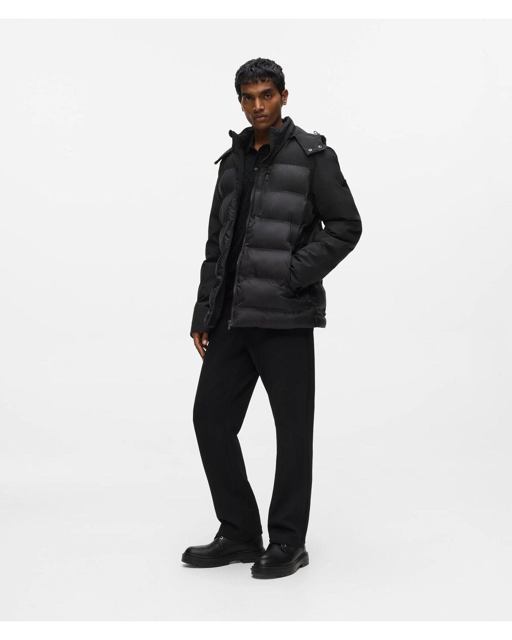 Karl Lagerfeld Black Water-Repellent Puffer Jacket for men