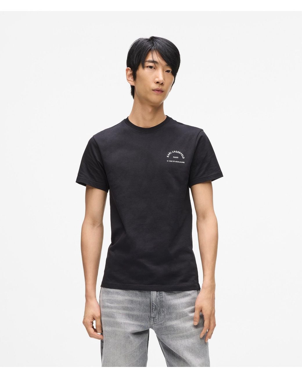 Karl Lagerfeld Black Rue St-Guillaume Slim T-Shirt for men
