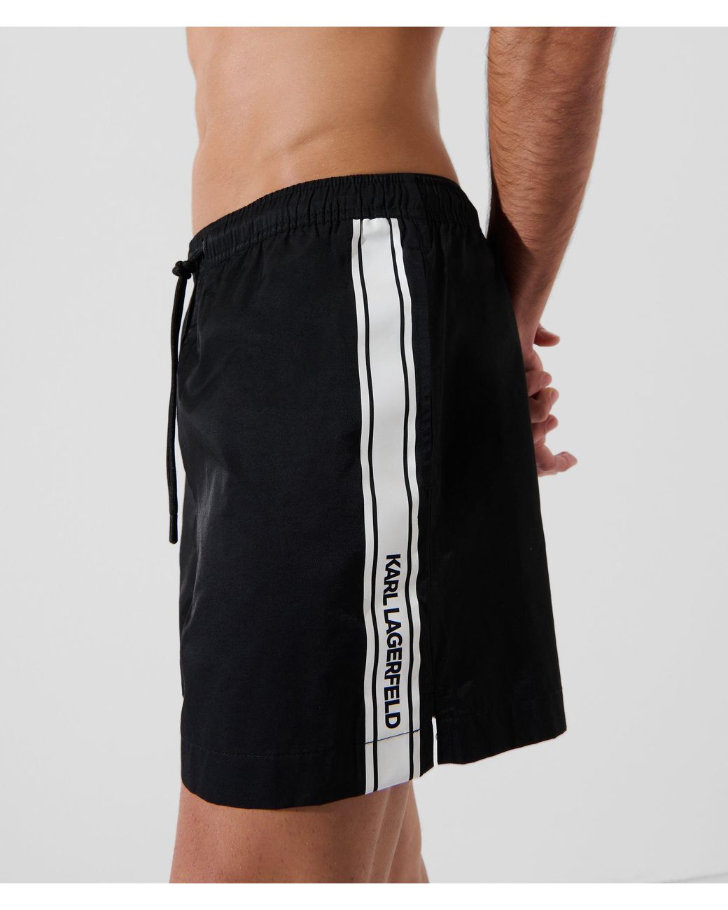 Karl Lagerfeld Black Logo Boardshorts for men