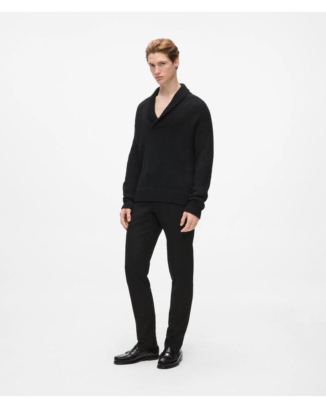 Karl Lagerfeld Black V-Neck Knit Sweater for men