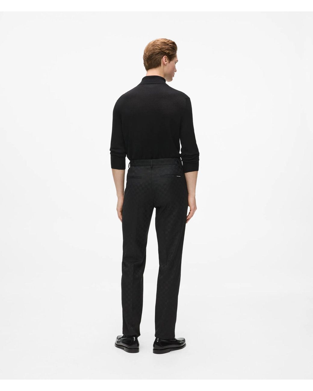 Karl Lagerfeld Black Monogram Checked Suit Pants for men