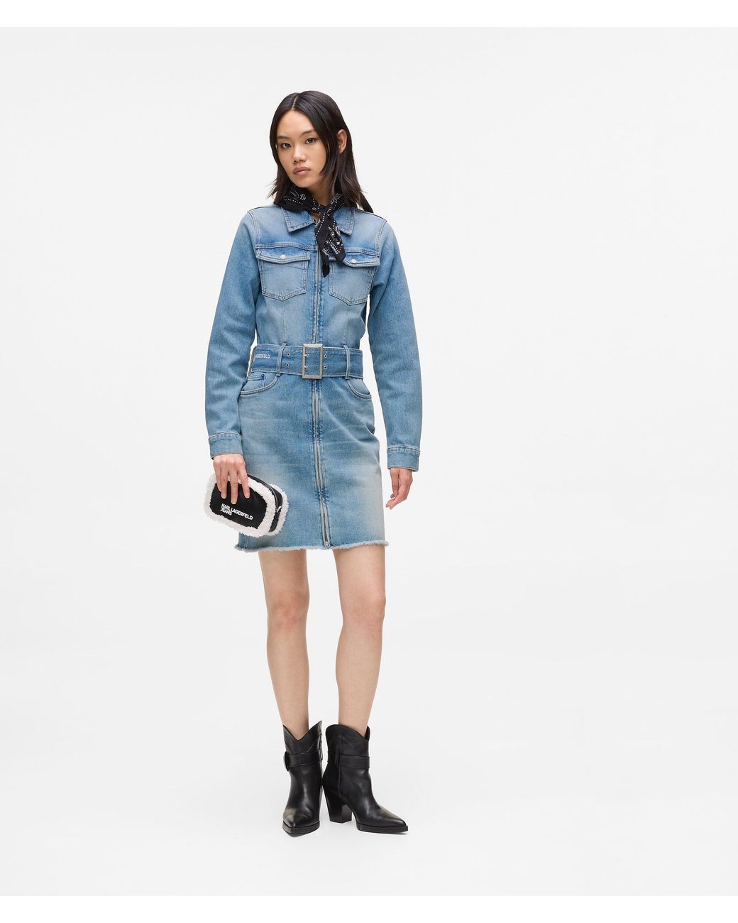 KL Jeans Blue Belted Denim Dress