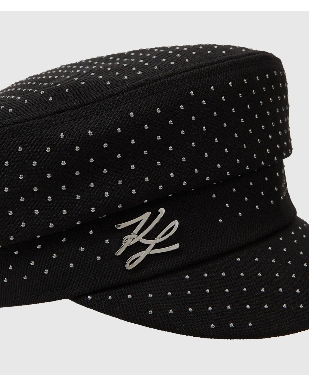 Karl Lagerfeld Black K/Autograph Studded Captain Cap