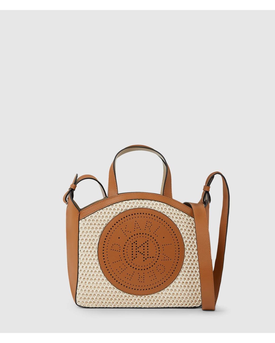 Karl Lagerfeld Brown K/Circle Small Mesh Tote Bag
