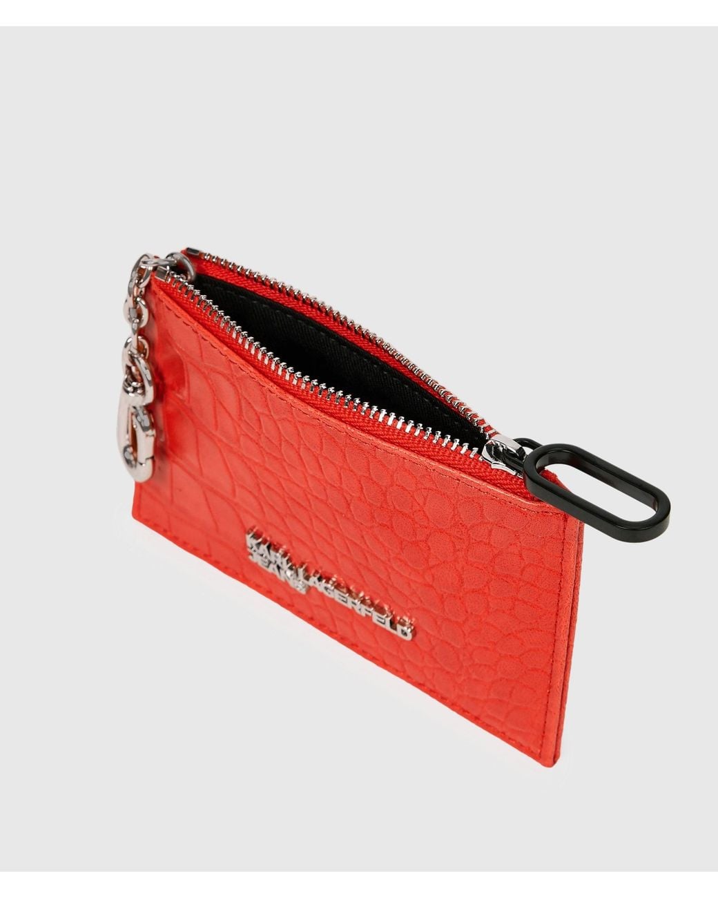KL Jeans Red Metal Logo Croco Cardholder