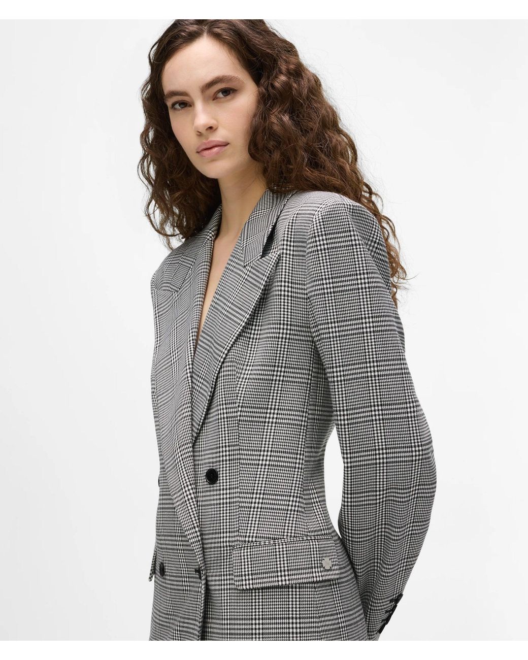 Karl Lagerfeld Gray Structured Checked Blazer